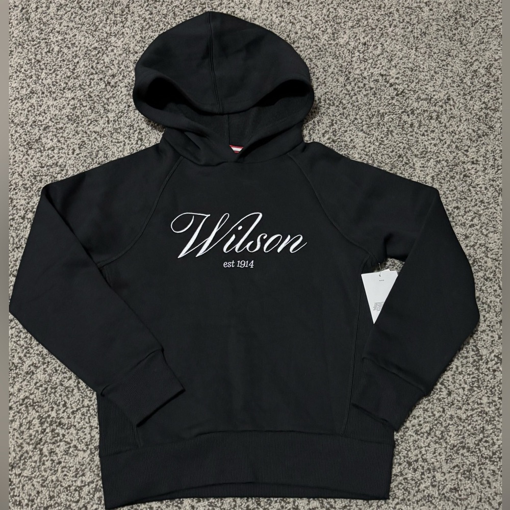Wilson Black Hoodie for Kids With Embroidered Logo